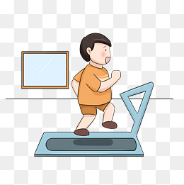 健身运动的男孩在跑步手绘插画