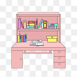 卡通粉色书桌插画