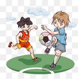 足球比赛蓝队抬脚射门