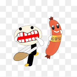 卡通红色的火腿肠免抠图