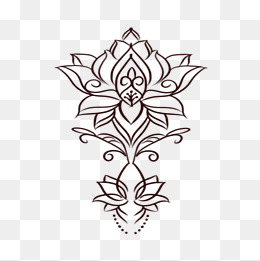 欧美纹身手稿手绘莲花图腾