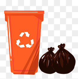 橙色的卡通垃圾桶
