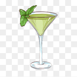 手绘风清爽薄荷鸡尾酒矢量图