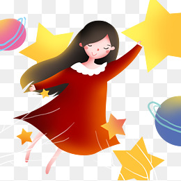 飞着睡觉的小女孩