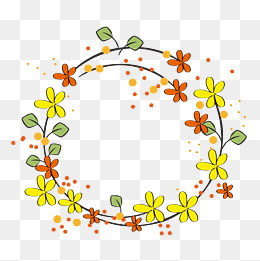 圆形漂亮的花藤插画