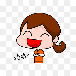 开心大笑的女孩插画