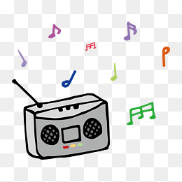 简笔画放音乐的可爱小音箱矢量免抠