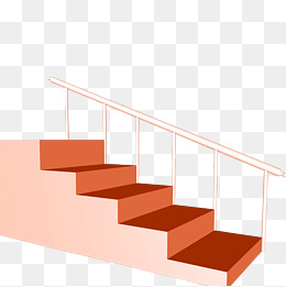 卡通红色的楼梯免抠图