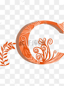 橙色活泼英文字母装饰元素