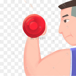 小男孩在举哑铃免抠图