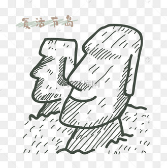手绘涂鸦风世界地标复活节岛