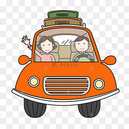 手绘人物开车
