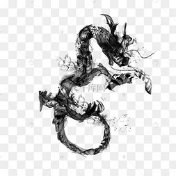 中国风水墨龙png素材