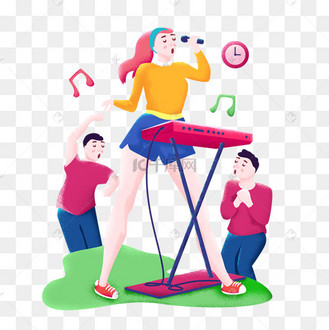 矢量免抠音乐节歌手和歌迷嗨歌噪点风插画