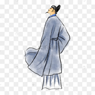 手绘飘逸的水墨诗人插画