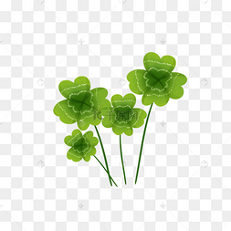 png下载ai矢量卡通小清新素材下载 png下载psd绿色植物四叶草春天手绘