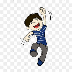 欢快的小男孩跳起来