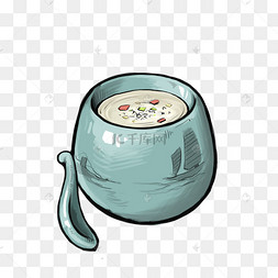 手绘冬季养生美食煲插画