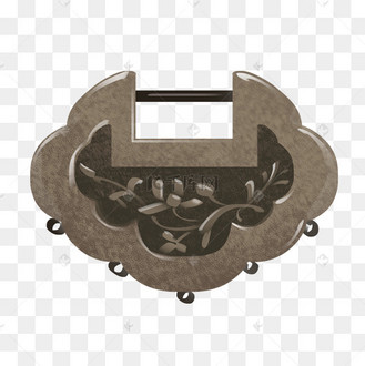 手绘古代长命锁插画