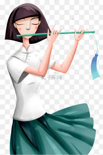 古风唯美吹笛子女孩海报