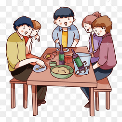 手绘卡通朋友聚会