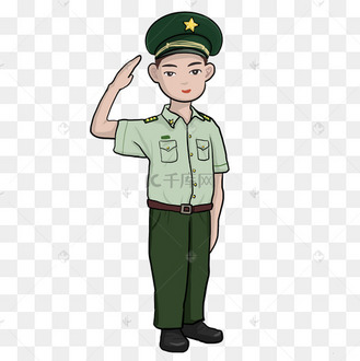 升国旗敬礼军人卡通