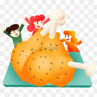 吃炸鸡插画图片_吃炸鸡插画设计图片素材大全-千库网