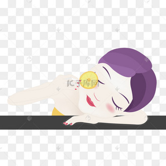 手绘卡通趴在桌子上的女生