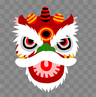新年卡通舞狮狮子头插画