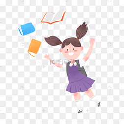可爱卡通女孩学生