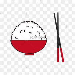 矢量手绘卡通米饭一碗糙米白色米饭大米干饭人干饭表情包美食线描餐饮
