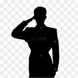 军人敬礼人物剪影