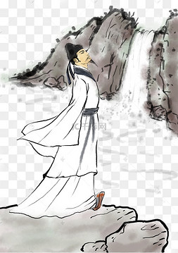 png下载psd醉酒睡觉的李白下载 png下载ai手绘插画风格水彩画梅花鹿免