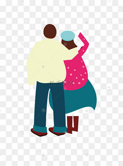 约会情侣搭肩背影元素