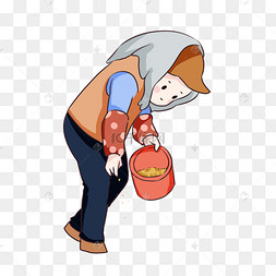 手绘卡通秋种播种子