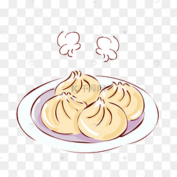 下载 png下载ai冬季热气腾腾的简笔画小清新美食水煎包下载 png下载ai