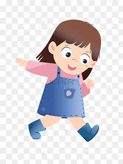 穿牛仔裙的小女孩矢量图