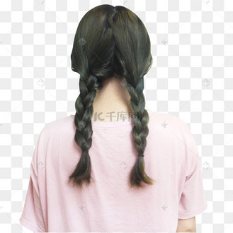 麻花辫背影