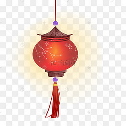 手绘古风红灯笼插画素材