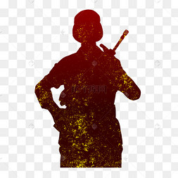 建军节军人剪影站岗执勤