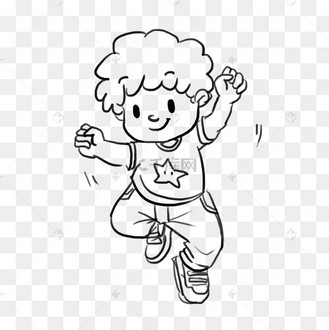 卡通手绘夏日运动小朋友漫画线稿