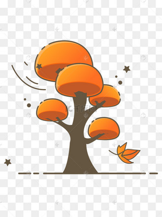 卡通手绘秋天的树矢量图