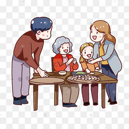 手绘卡通立冬吃饺子