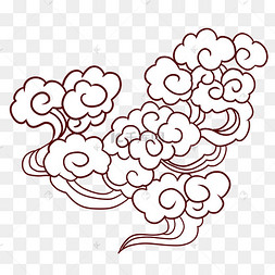 黑白祥云矢量插画