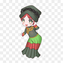 q版卡通少数民族彝族少女