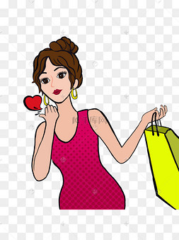 手绘卡通摩登美女抛爱心手势元素下载 png下载psd卡通手绘女孩爱心
