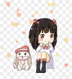 女生和小兔子