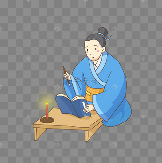 正在挑灯夜读准备赶考的古人秀才免抠png素材