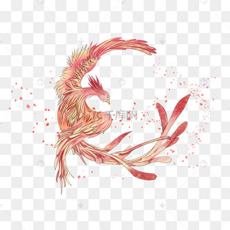 粉红中国古典神兽凤凰