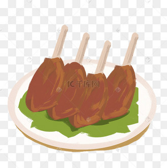 手绘美食卡通羊排肉